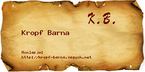Kropf Barna névjegykártya