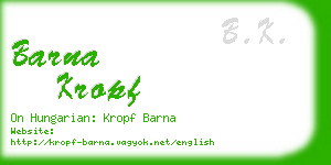 barna kropf business card